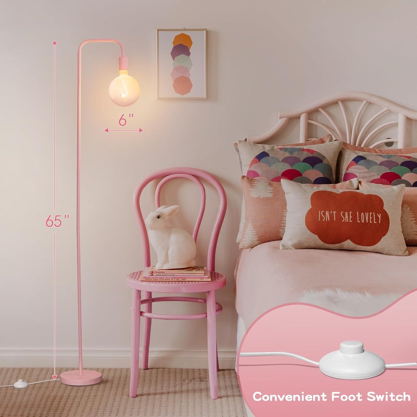 ONEWISH Floor Lamp for Bedroom, Cute Standing Lamp with LED Bulb