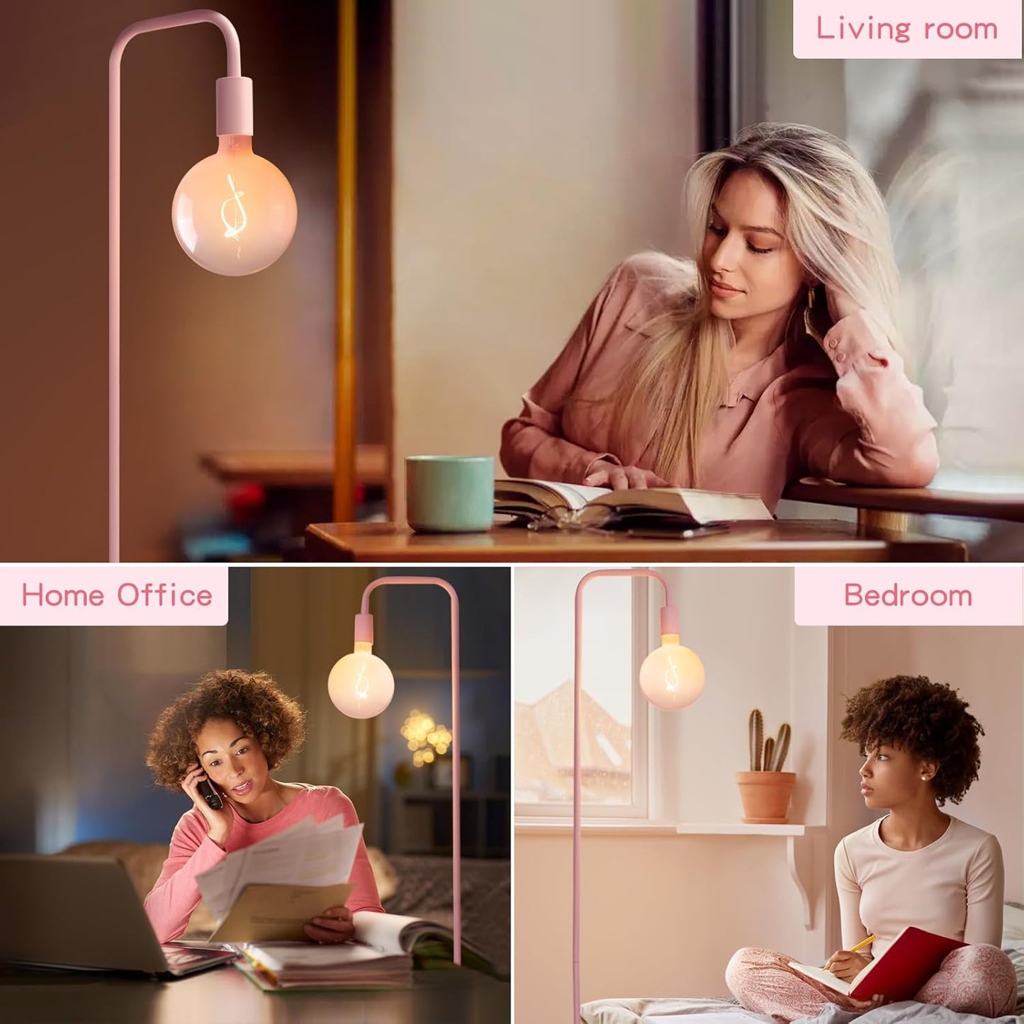 ONEWISH Floor Lamp for Bedroom, Cute Standing Lamp with LED Bulb
