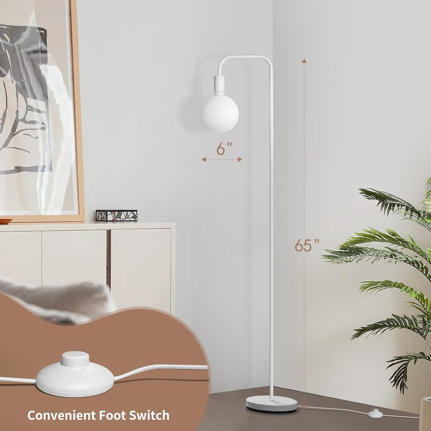 ONEWISH Floor Lamp for Bedroom, Cute Standing Lamp with LED Bulb