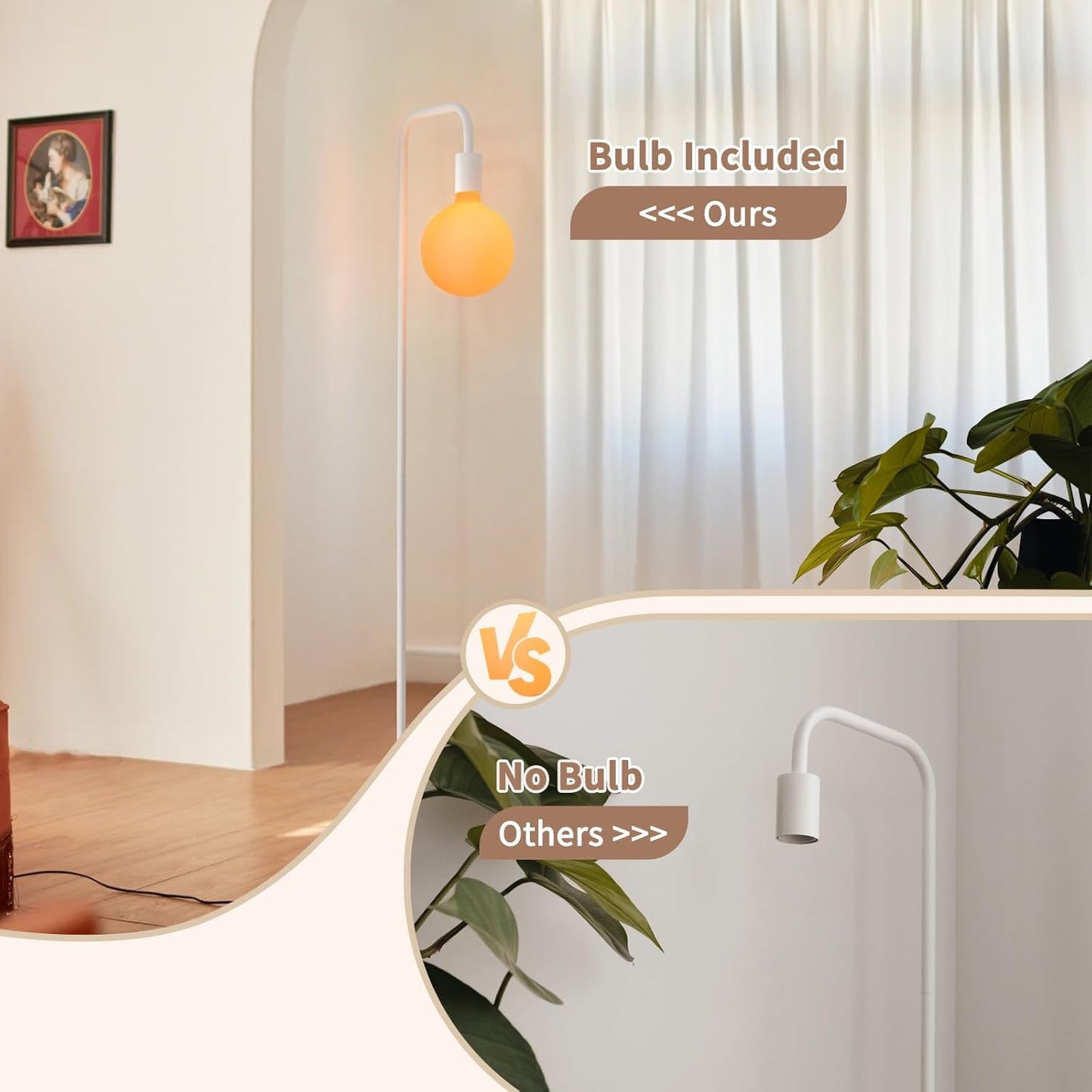 ONEWISH Floor Lamp for Bedroom, Cute Standing Lamp with LED Bulb