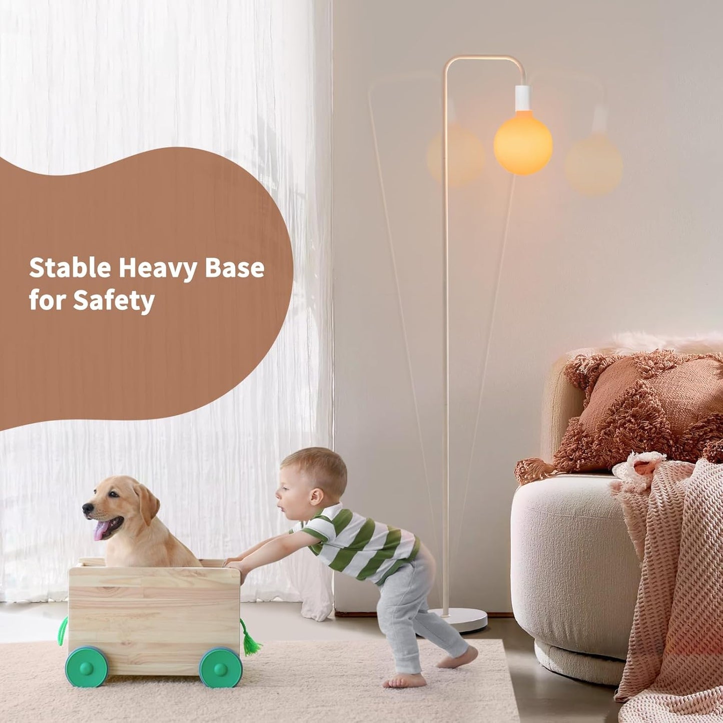 ONEWISH Floor Lamp for Bedroom, Cute Standing Lamp with LED Bulb