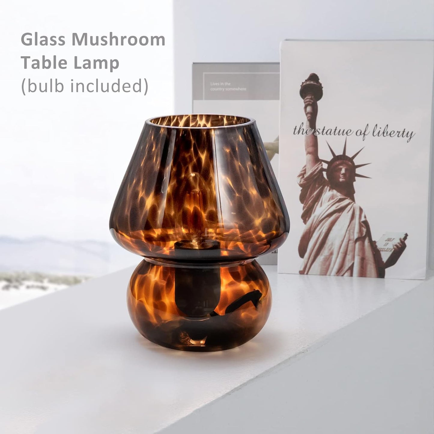 ONEWISH Mushroom Lamp Small Vintage Table Lamp Black