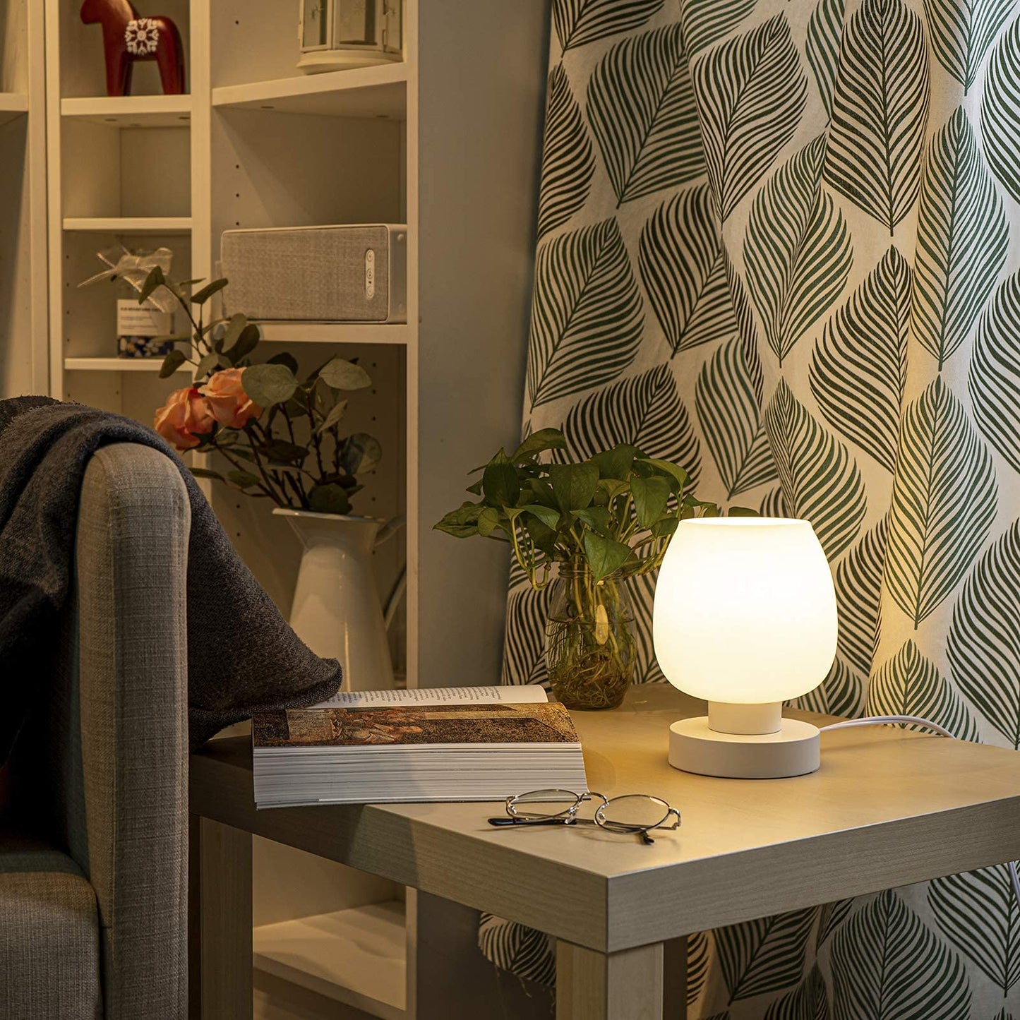 ONEWISH Touch Bedside Table Lamp - Modern Small Lamp for Bedroom Living Room