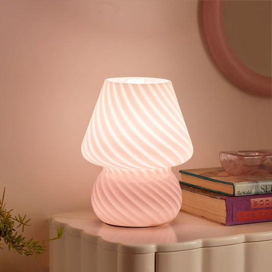 ONEWISH Elegant Striped Mushroom Lamp Pink