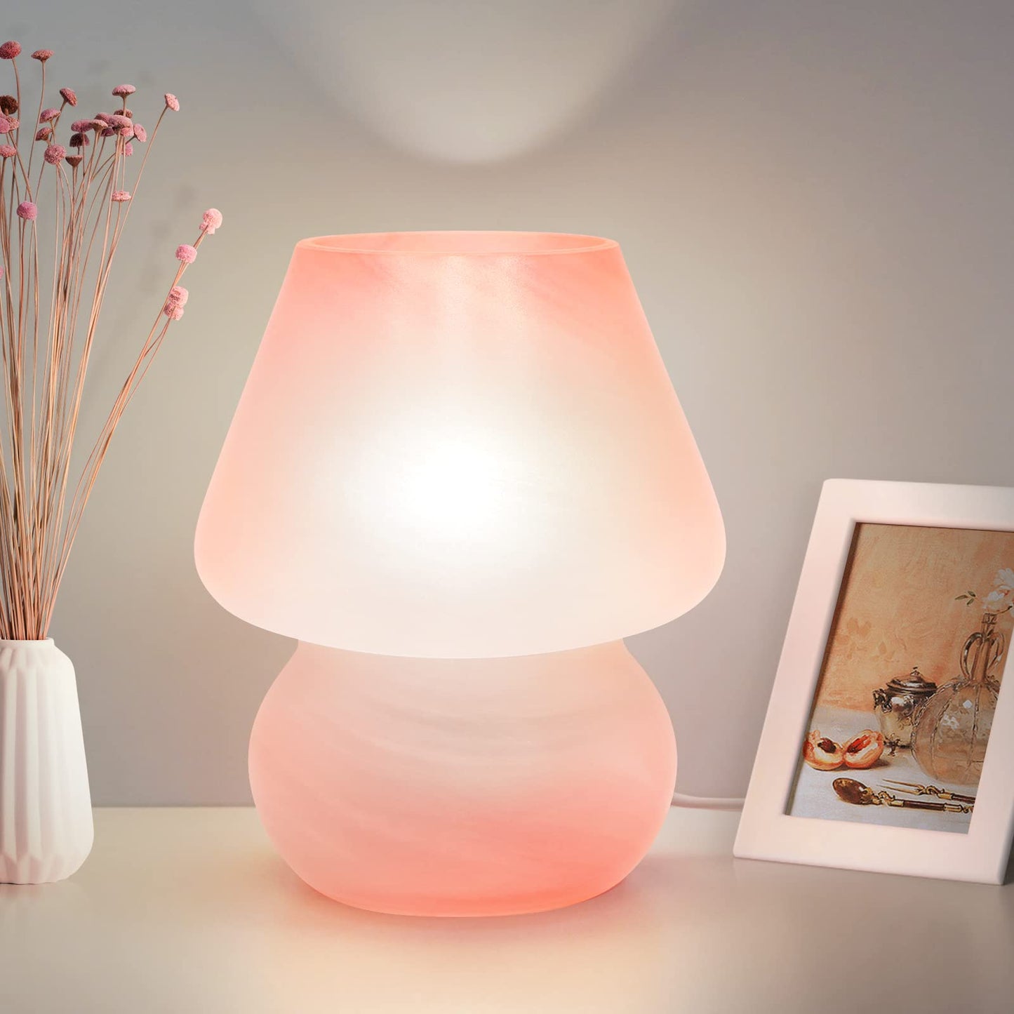 ONEWISH Mushroom Lamp - Small Vintage Bedside Table Lamp