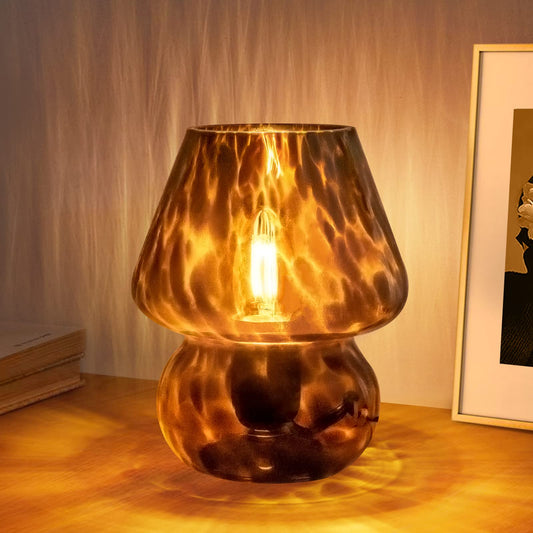 ONEWISH Mushroom Lamp Small Vintage Table Lamp Black